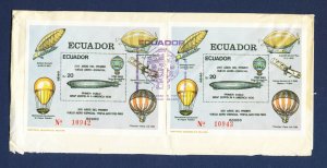 ECUADOR - # 1060 three Zeppelin S/S on cover mailed to USA - 1984 - TWO SCANS