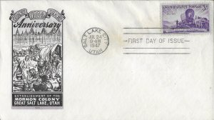 1947 FDC, #950, 3c Utah Centennial, Ioor
