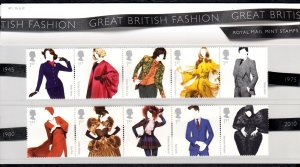 Great Britain 2012 Fashion Complete MNH Set in Presentation Pack SC 3018-3027