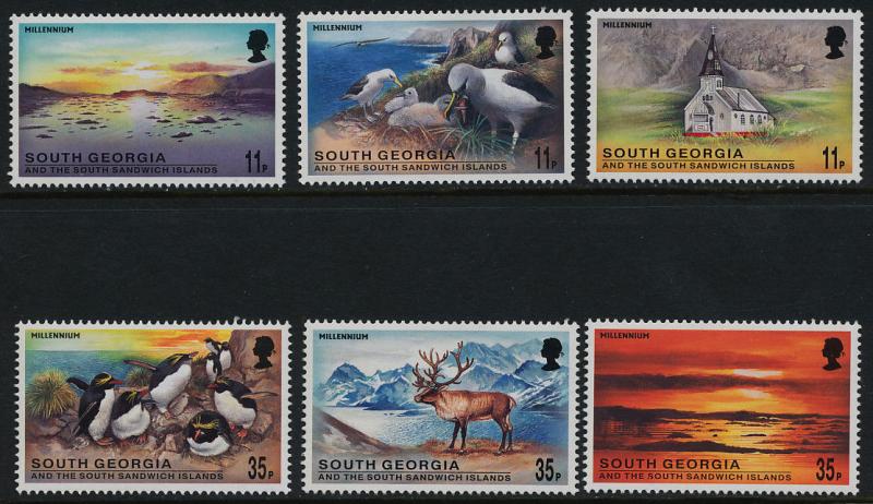 South Georgia 248-53 MNH Millennium, Birds, Animals, Church 