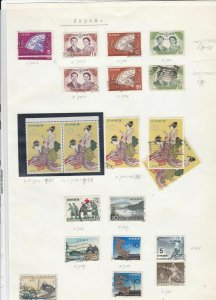Japan stamps on album page Ref 9874