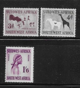 South West Africa 1954 Rock Paintings and Local Girl Sc 251-252,257 MNH A3528