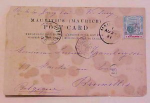 MAURITIUS PICTURE CARD 1901 REUNION TPO BELGIUM