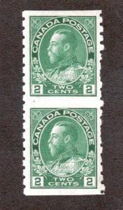 Canada Scott 128a - Mint Damaged Gum Coil Pair.  #02 CAN128a