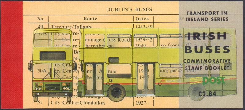 1993 Ireland #908c, Complete Booklet, 2 Panes, Never Hinged