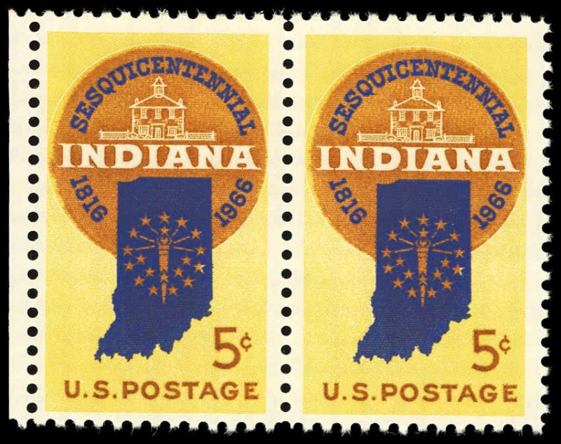 US Sc 1004 VF/MNH PAIR  - 1966 5¢ Indiana Sesquicentennial - FRESH!