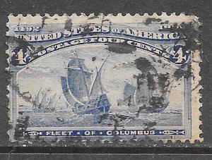 USA 233: 4c Fleet of Columbus, used, AVG