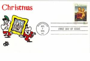 US 1507 8c Christmas Madonna on FDC Unknown HC Cachet Unaddressed ECV $19.00