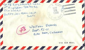United States Vietnam War Soldier's Free Mail 1965 F.P.O. 96601 U.S. Navy, 14...