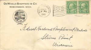 United States Michigan Roscommon, Mich. 1931 American Flag Type A14  Illustra...