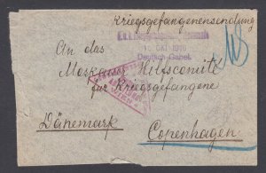 Austria, 1916 Deutsch Gabel POW Camp, Censored cover to Danish Red Cross, F-VF