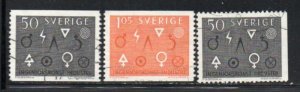 Sweden Sc 626-628 1963 Enngineering & Industrial Symbols stamp set used