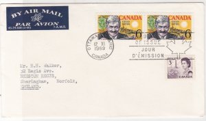 Canada 1969 Airmail Stephen Leacock Maple Leaf Slgan FDC Stamps Cover ref 22016