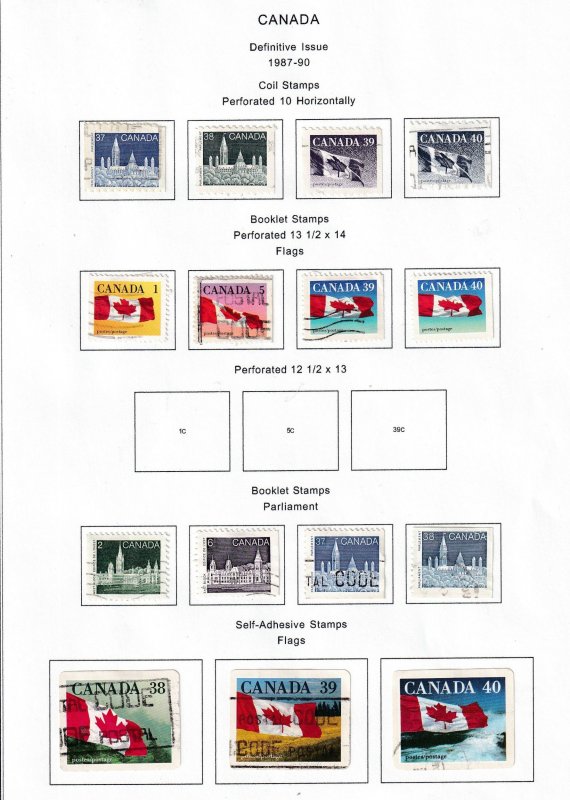 Canada 1987- 1990 - Definitives - VF- Useds group of 29 Stamps