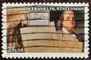 US Scott # 4021, used 39c Ben Franklin from 2006; VF  off paper