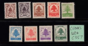 LEBANON- LIBAN MNH LOT# C357 CEADRS - LOT OF 9 CEDAR STAMPS