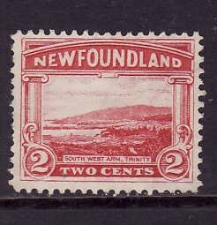 Newfoundland-Sc#132-used 2c carmine South West Arm-1923-id#10-