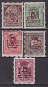 Italy Rhodes 1944 Sc B9-B13 Stamp MH