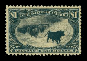 US 1898  Cattle in Storm  $1  black  Scott # 292 mint  MNH  VF stamp