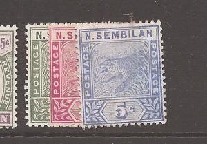 Malaya Negri Sembilan 1891 Tiger SG 2-4 MOG (6ath)