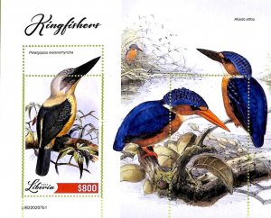 A9025 - LIBERIA - MISPERF ERROR Stamp Sheet - 2022 - Birds, Kingfishers-