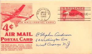 #UXC1 American Eagle Air Mail Postcard – Anderson Cachet Addressed to Ander...