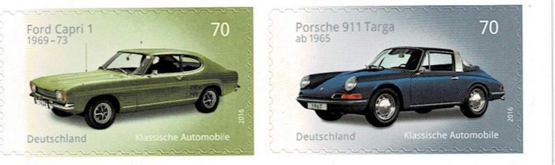Germany 2016,Sc#2891-2 MNH, Classic German Cars Porsche, Ford Capri 1,  s./a.