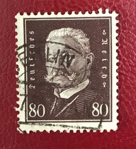 1928-32 Germany Sc 383 used 80pf Pres. Paul von Hindenburg Cv6.75 Lot 3198