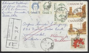 1979 Registered Cover, Liniere PQ to Newmarket ONT, Redirect to Markham