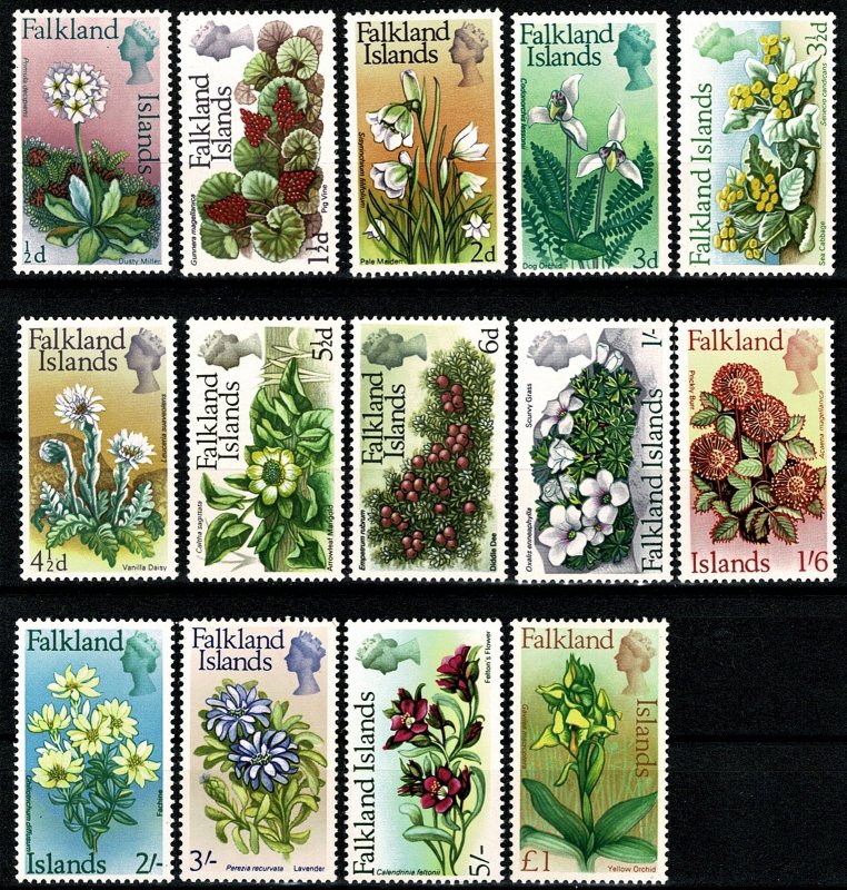 FLAKLANDS ISLANDS 1968 QE II FULL SET1/2d-£1 MH Wmk. w12 VGC