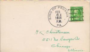 United States Pennsylvania King Of Prussia 1936 4c-bar  1935-1958  Postcard  ...