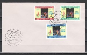 Kuwait, Scott cat. 769-771. Human Rights-Refugees issue. First day cover. ^