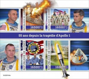 Guinea - 2022 Apollo 1 Tragedy Anniversary - 4 Stamp Sheet - GU220144a