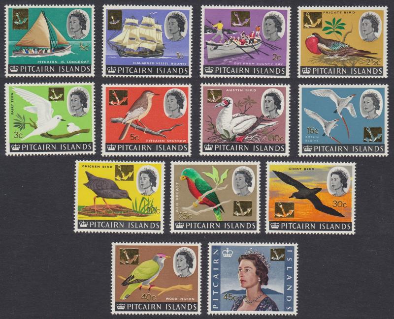 Pitcairn Tern Booby Dove Birds Ships Definitives overprinted Bounty 13v SG#69-81