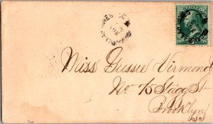 US 3c Banknote on No-Rim Fancy Cancel Cover