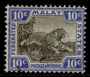 MALAYSIA - Federated Malay GV SG66, 10c black & blue, FINE USED.