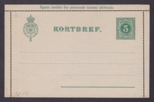 SWEDEN 1899, Stamped letter card Mi #K1, Unused