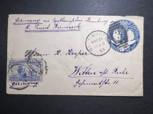 1893 USA Uprated Postal Stationery Cover Baltimore MD to Witten Germany