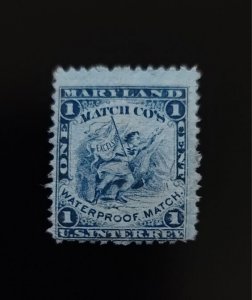 Maryland Match Co. 1c USA Internal Revenue RO131b Private Die Proprietary, Blue