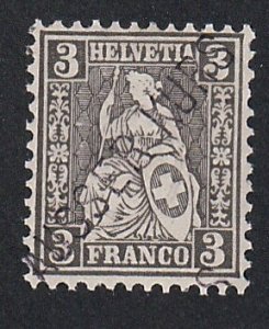 Switzerland # 42  Helvetia, Mint Hinged, Overprinted as Obsolete, 1/3 Cat.