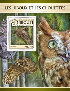 DJIBOUTI 2017 SHEET OWLS BIRDS WILDLIFE