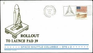 8/31/81 STS-2 Columbia Shuttle Rollout Centennial Cachet Kennedy Space Ctr., FL