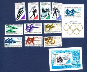 26 - GERMANY DDR - Scott 2647-2651 & 2690-2696  - MNH - Olympics 1988