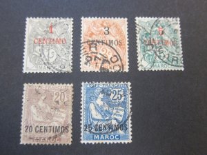 French Morocco 1914 Sc 11,13,15,17,18 FU
