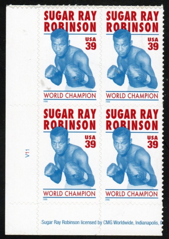 SC# 4020 - (39c) - Sugar Ray Robinson - MNH - Plate Block/4
