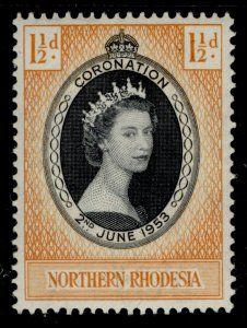 NORTHERN RHODESIA QEII SG60, 1½d 1953 CORONATION, M MINT.