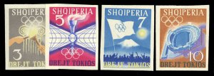 Albania #730-733, 1964 Olympics, imperf. set of four, never hinged