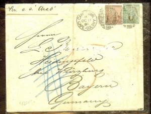 CAPE OF GOOD HOPE GRIQUALAND  (P0210B) 1881 COMBINATION COVER TO GERMANY.  RARE