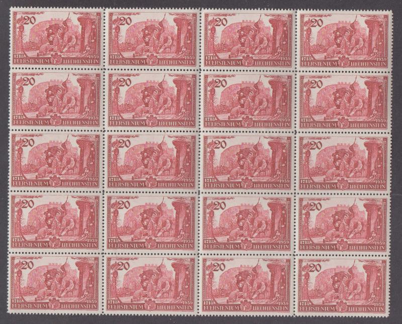 **Liechtenstein, SC#154-6 MNH, VF/XF Sheets of 20  CV $280.00