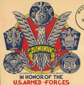 US Armed Forces WWII Victory Commemorative Cover FDC Postage 1946 Washington DC